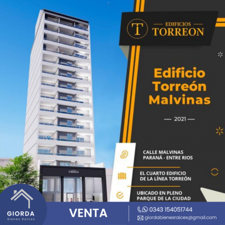 VENDE: Departamentos Edificio Torreón 4, Malvinas.